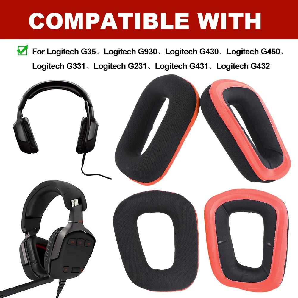 1 Pair Replacement Ear Pads Cushions Memory Foam Ear Cups Cover for Logitech G35 G930 G430 F450 for Logitech G331 G231 G431 G432