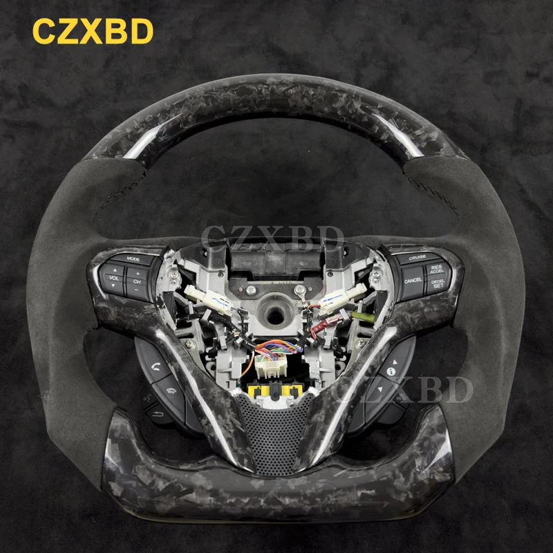 For Honda CRZ CR-Z 2010 2011 2012 2013 2014 2015 2016 Glossy Forged Carbon Fiber Steering Wheel High Quality Leather Customized