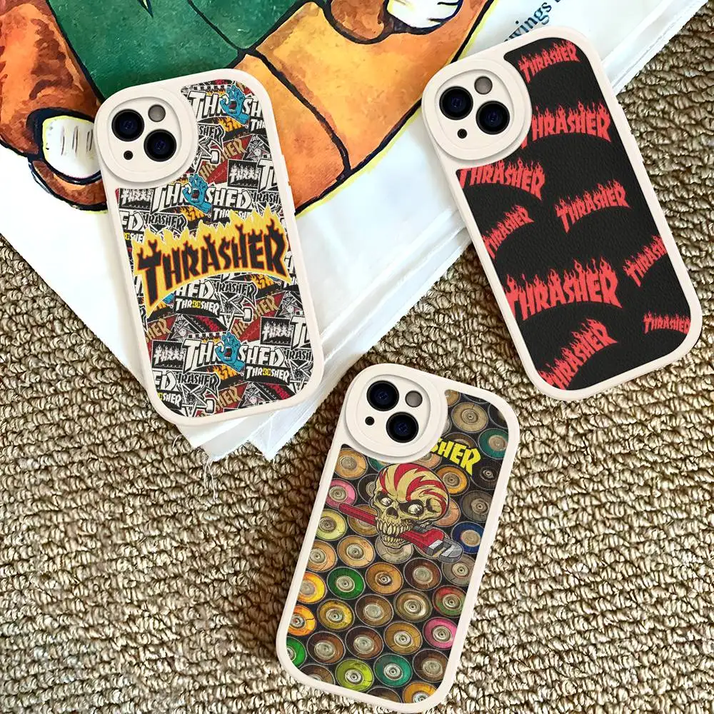 

Popular T-ThrasherS Logo For IPhone 16 15 14 13 12 11 Pro Max Plus Shockproof Leather Soft Phone Cover