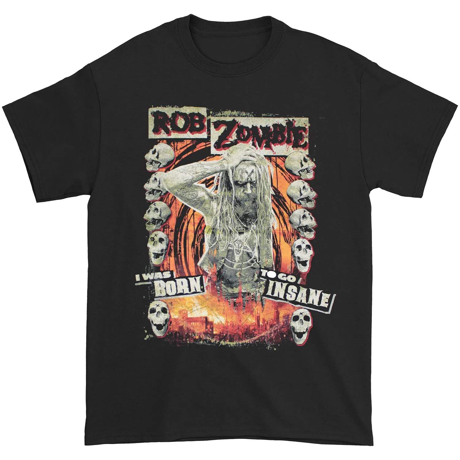 

Мужская футболка Rob Zombie Born Insane Slim Fit, маленькая черная