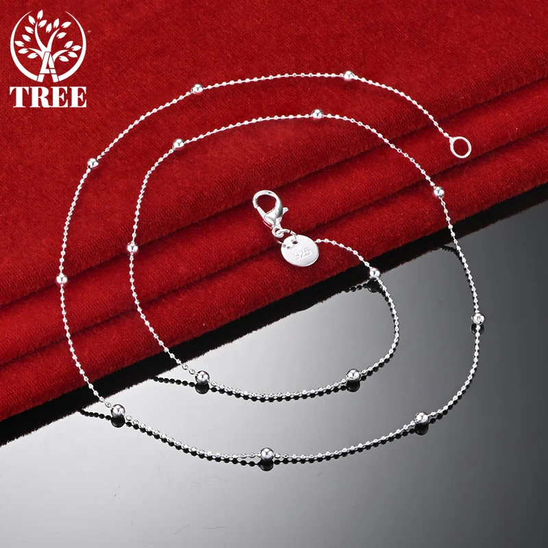 

ALITREE 925 Sterling Silver Necklace For Woman Elegant Noble Bead Chain Trendy Party Birthday Gift Wedding Fashion Charm Jewelry