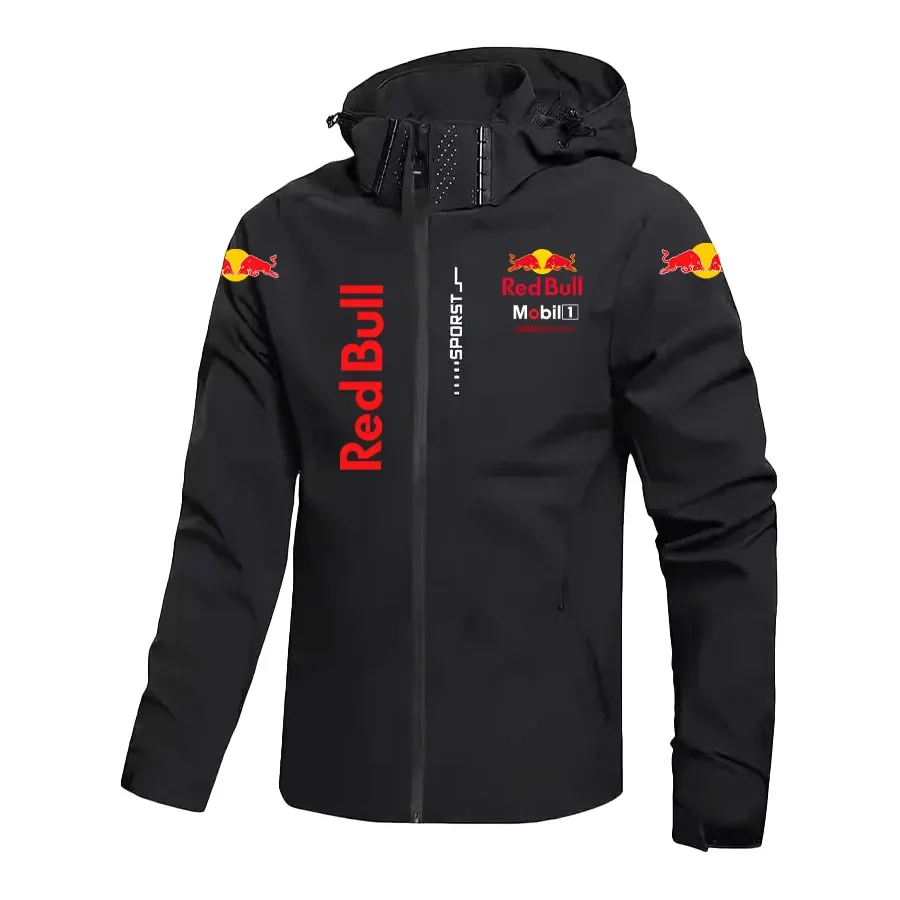 Chaqueta Red Bull para hombre, abrigo con capucha estilo primavera y otoño, traje de montañismo impermeable y resistente al viento para exteriores