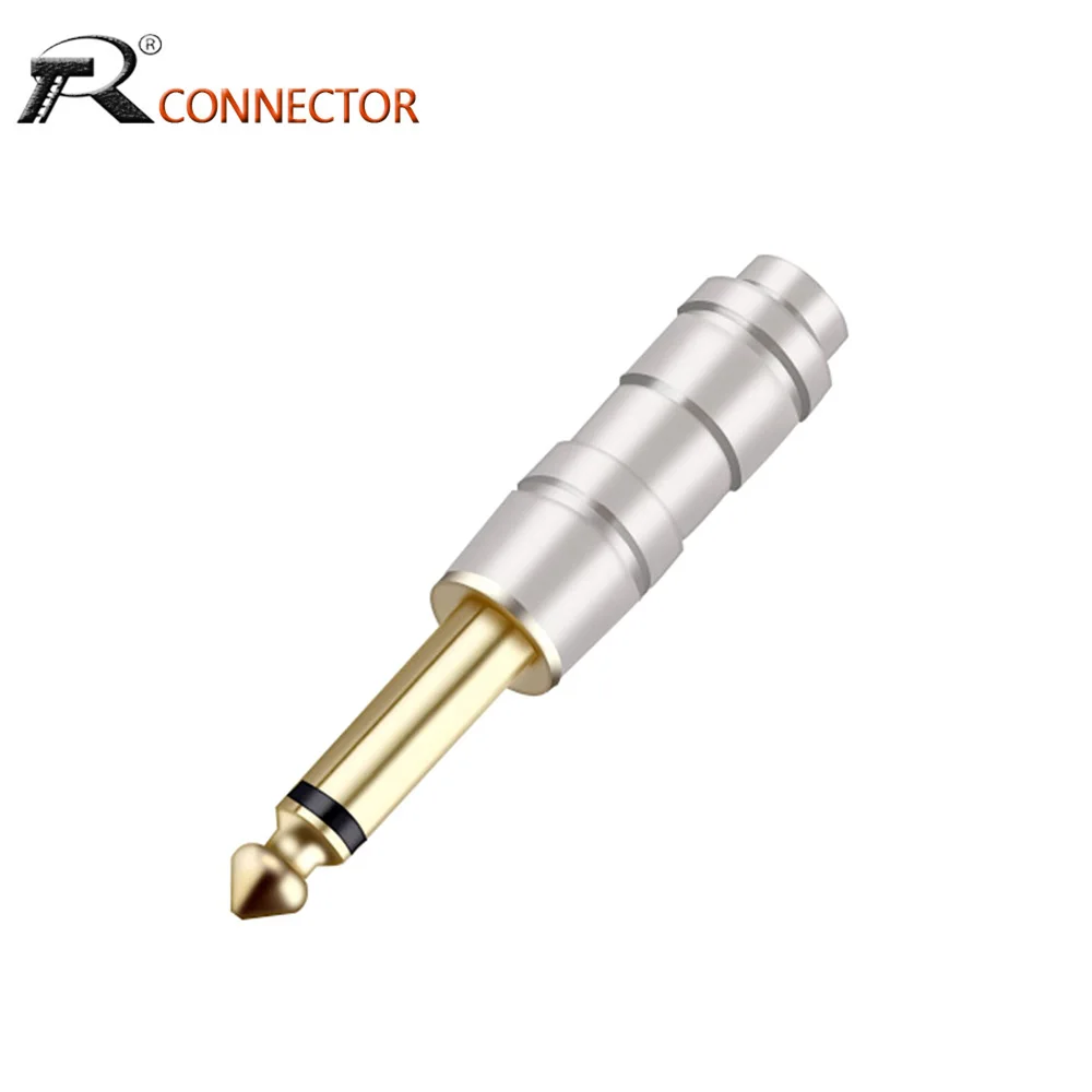 10pcs 6.35mm Mono Audio Jack Connector Sophomore Pearl Plug Microphone Nickel Plated