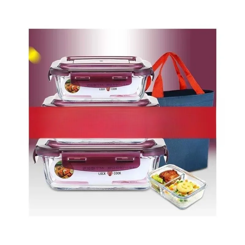 Pyrex Microwave Safe Lunch Box Crisper Fruit Storage Bowl Transparent Glass Multi-Compartment Adult Portable Container Set view 5