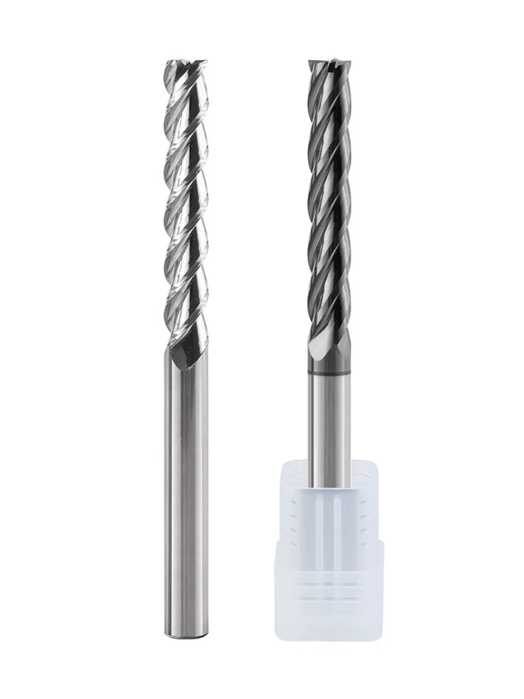HRC60 Vollhartmetall-Schaftfräser mit Verlängerung, 4-Schneiden für Stahl, 3-Schneiden für Aluminium, Langlaufler Fräser – Detail 3