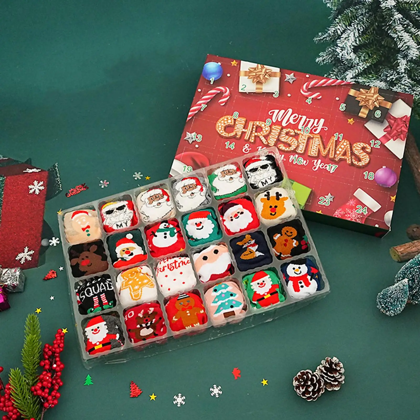 

Christmas Calendar Socks Advent 24 Days Countdown To Christmas 12 Pairs Of Winter Crew Socks For Women Men Adults Teens Holiday