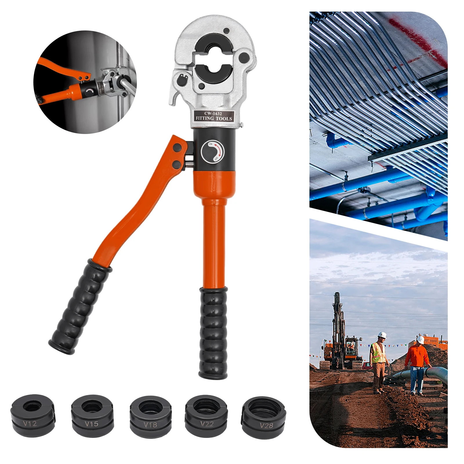 CW-1632 Orange 8T Hydraulikzange, 360 ° Drehbare, hochwertige Hydraulikzange, anpassbar an verschiedene Arbeitsumgebungen – Detail 9