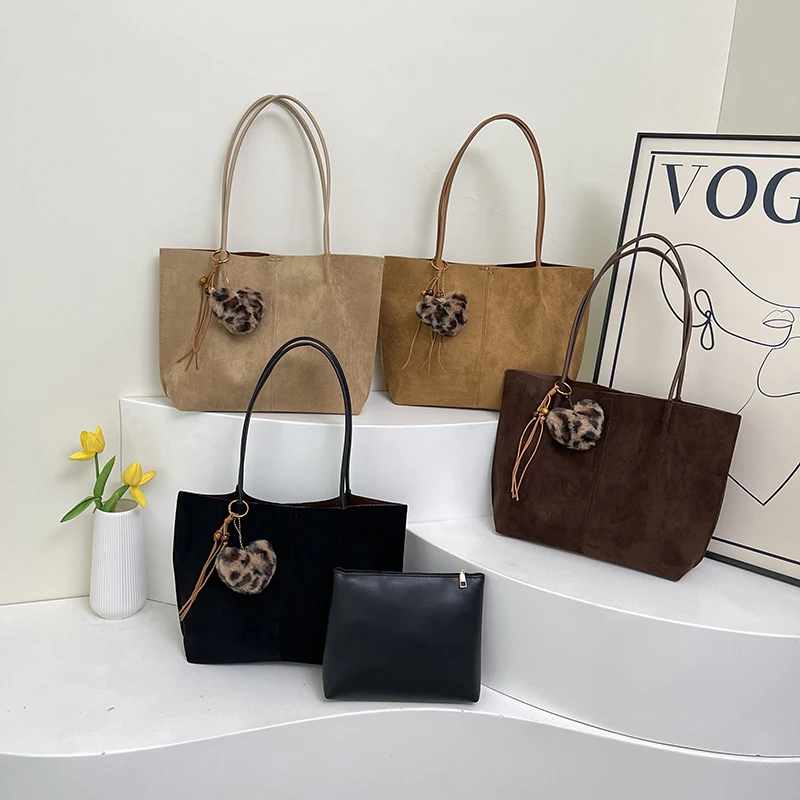 

Faux Suede Large Capacity Underarm Shoulder Bag Casual Fashion Personality Super Cool Purse New Trend Retro Tote Bag for Women