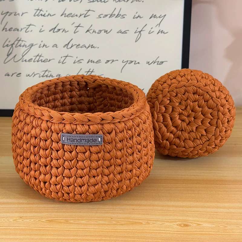 

2 шт. корзина крючком, тканевая пряжа, органайзеры ручной работы для спальни/гостиной, домашний декор, корзины для хранения подарков