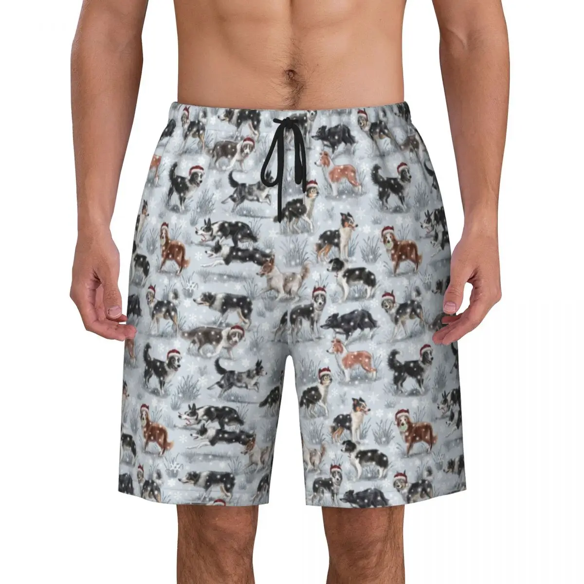 Niedliche Weihnachten Grenze Collie Hund Männer Badehose Bade bekleidung schnell trocknen Strand Board Shorts Haustier Tier schwimmen Boards horts