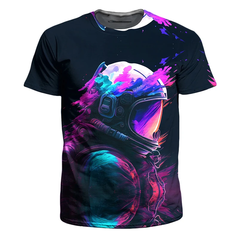 Multicolor Fantasy Space T-shirt Unisex Personality Novel Design Short Sleeve T Shirts Harajuku Trend Hip Hop Fun Tee Top
