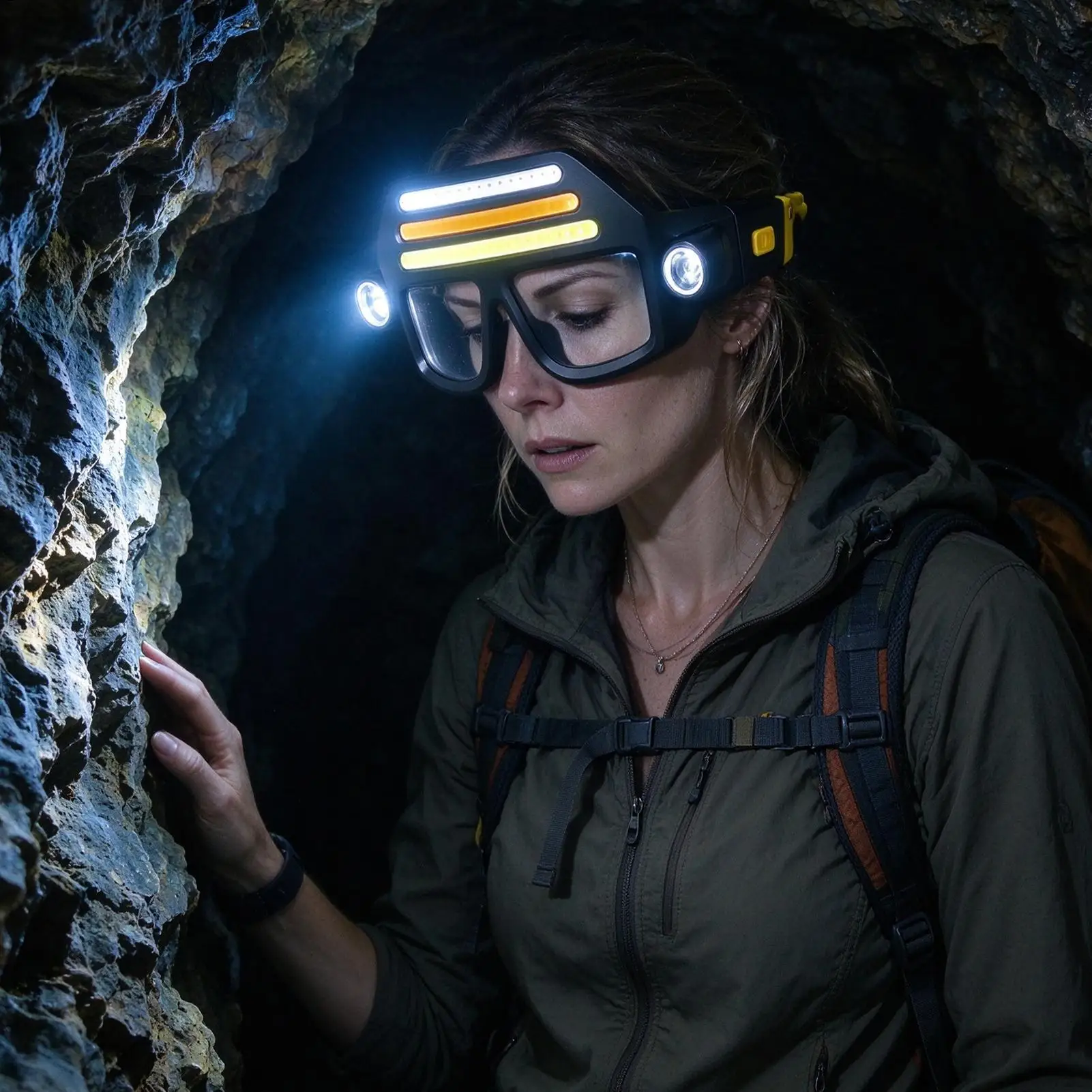 Safety Glasses With Lights USB Rechargeable 8 Modes Wide Angle Headlamp Outdoor Head Lamp Eyeglasses For Outdoor Hiking Running