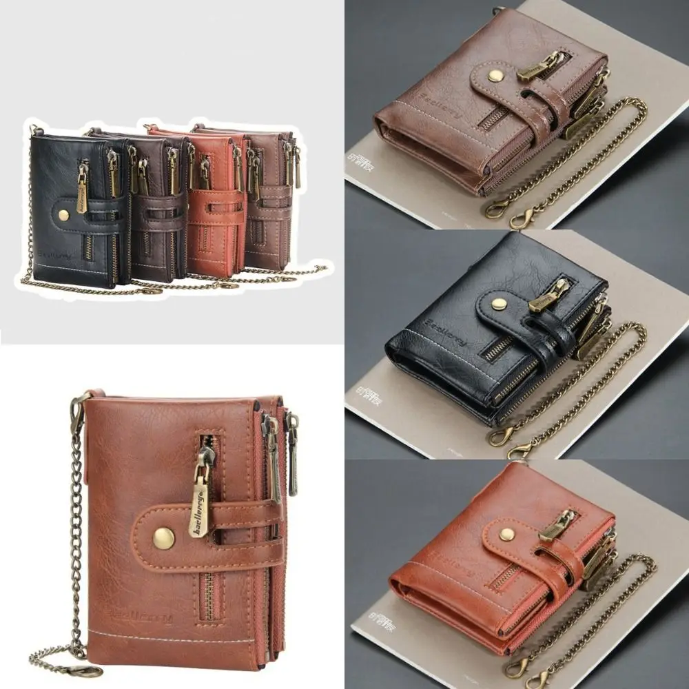 Simple Leather 3 Fold Wallets Solid Color Soft Anti-theft Cash Bag Card Bag Credit Card Case Pocket Purse Daily Use