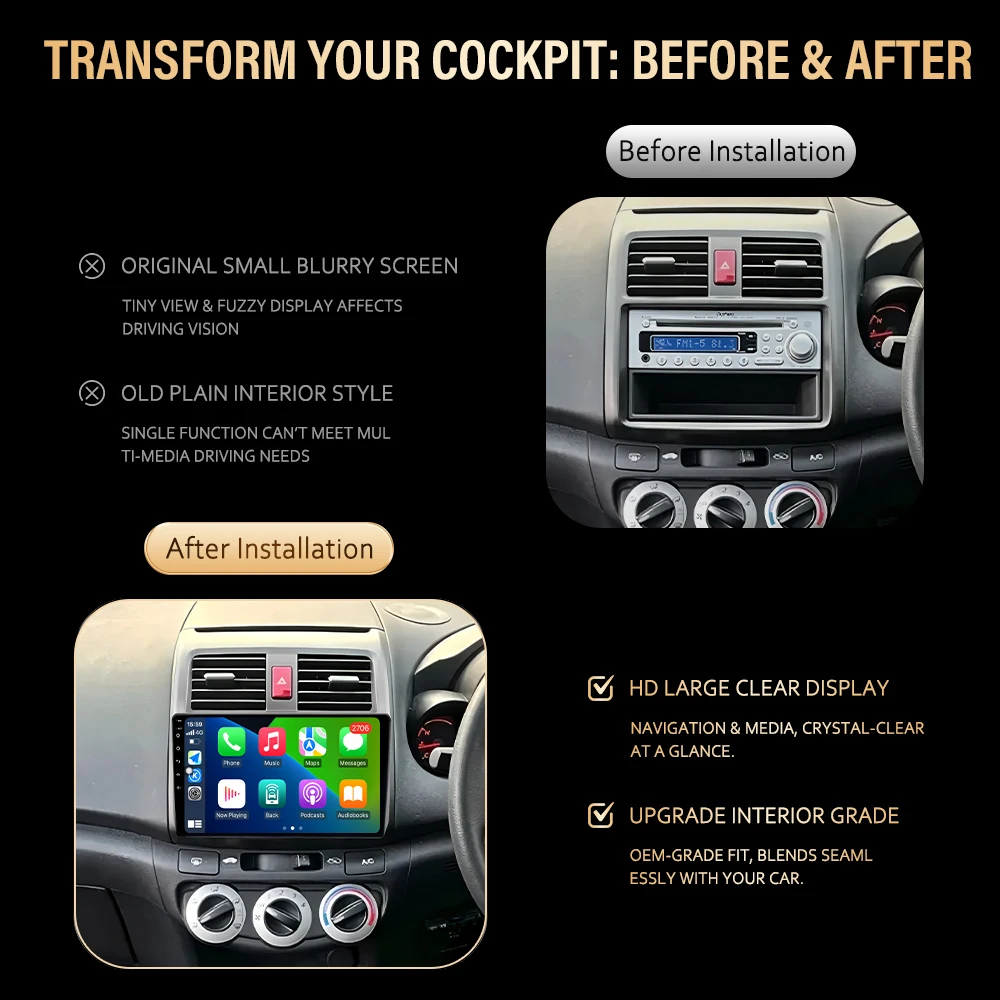 Android 16 For Honda Airwave 2005-2010 Car Radio Stereo Head Unit Multimedia Video Player GPS Navigation 2K QLED 9 Inch