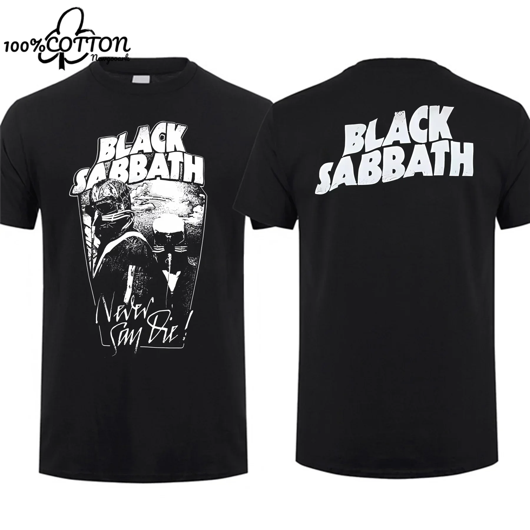 LE Cotton 2024 Amazing Tees Men Black Sabbaths Never Say Die T Shirt Double-sided Casual Graphic T Shirts