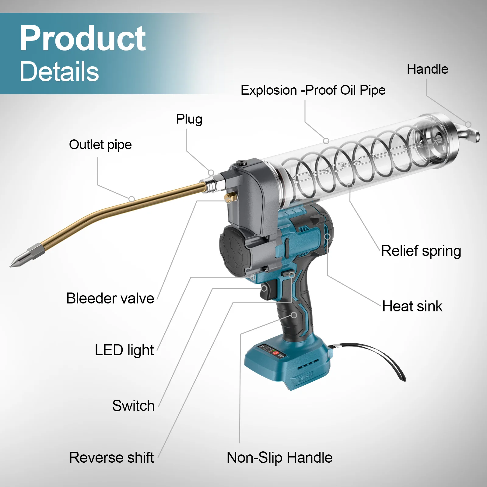 Brushless Electric Grease Gun For Makita 18V Battery Oil Injector Fat Machine Tools For Automobile Bearing Chain lubrication