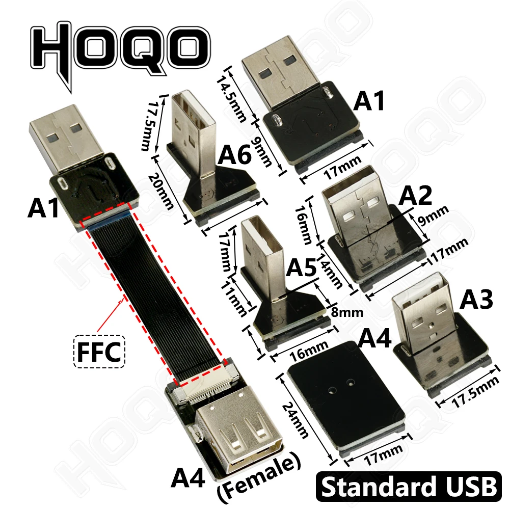 Flat Flexible Ultra Thin Mini USB Micro USB Type-C Ribbon Cable 90 Degree usb Slim Flat Soft charge FPV fpc Charge Data Cord