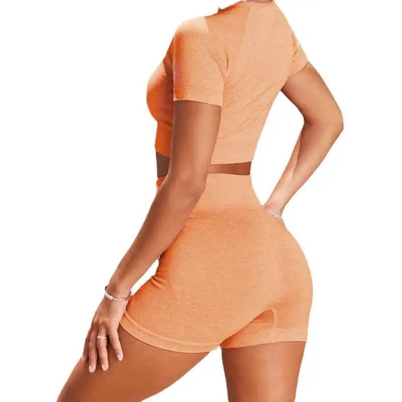 

New Sports Trend! Seamless Knit Yoga Outfit for Women – Sleeveless Bra + Shorts 2-Piece Breathable Fitness Choice Sport Woman