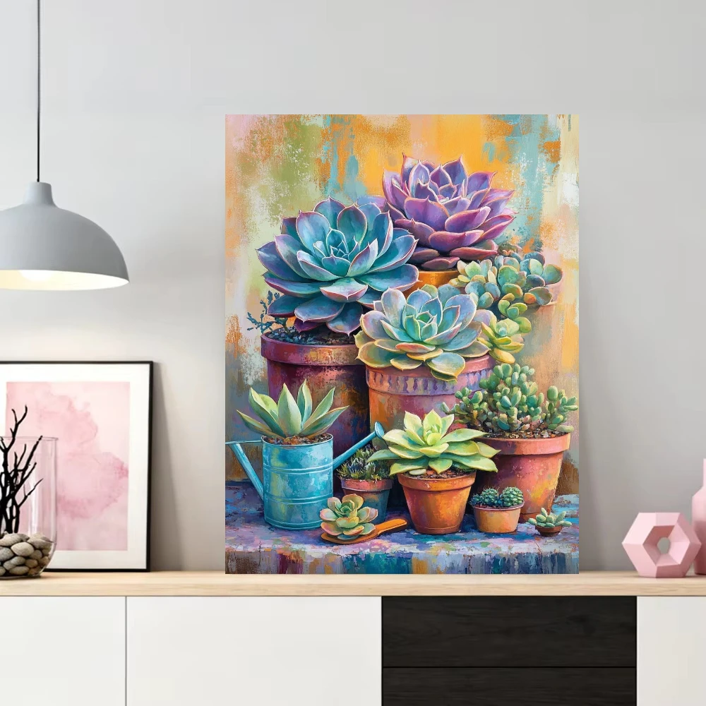 Oil Painting  Succulent Plants Still Life By Numbers Wall Decor for Living Room Bedroom Home Decor Gift No Frame