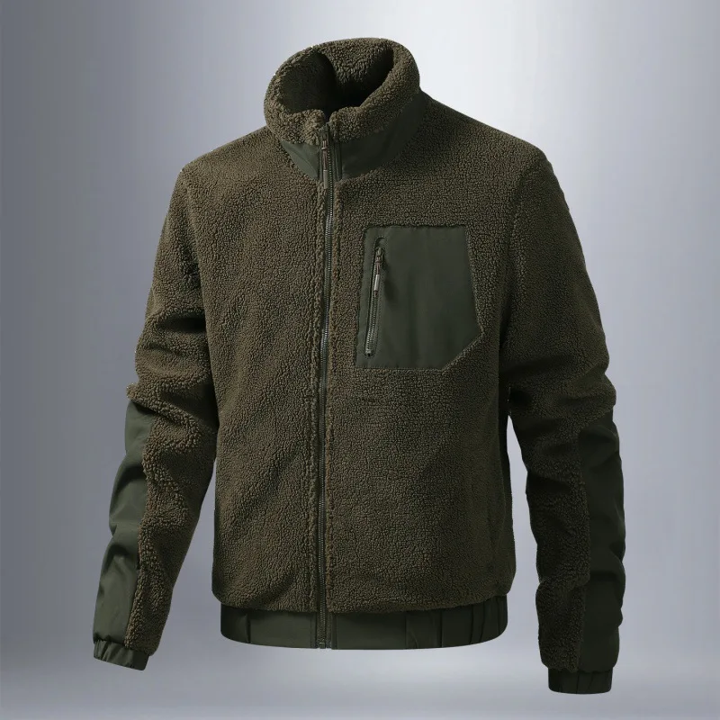 

Бархатная хлопковая куртка с воротником-стойкой, утолщенное зимнее пальто из полиэфирного волокна, застежка-молния с капюшоном, чистый цвет, повседневная мода