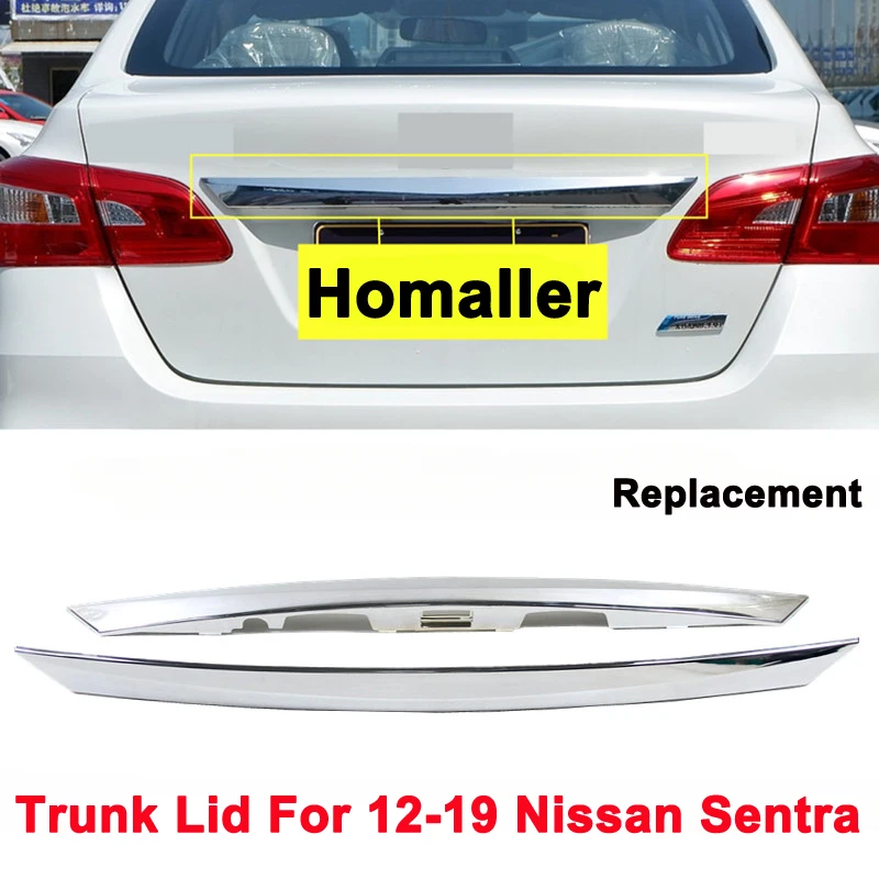 Fit For Nissan 2012-2019 Sentra Sylphy Rear Door Trunk Lid Cover Trims Replacement ABS Chrome Styling Accessories Parts