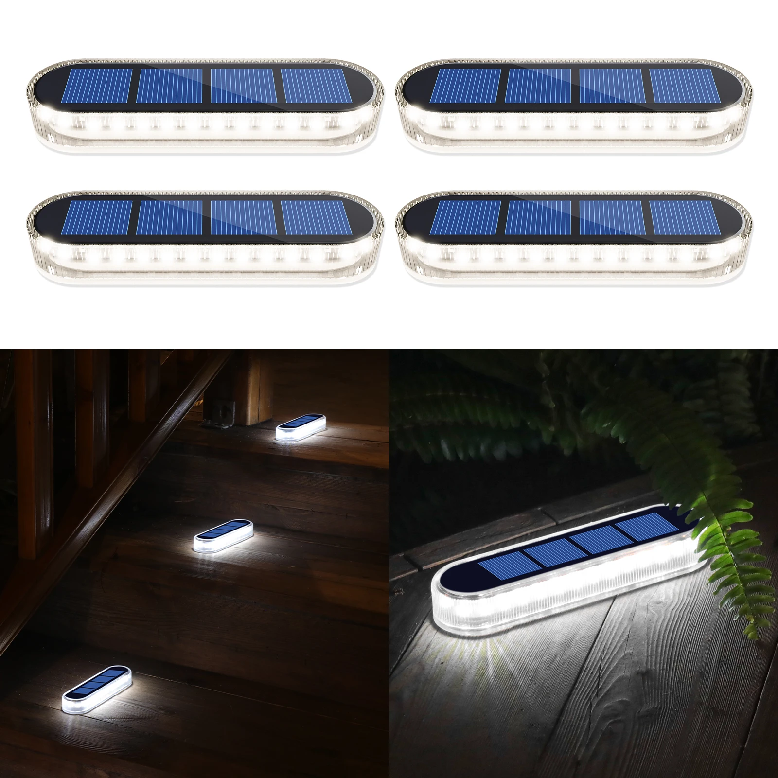 Yilaie Lot de 4 MARCHES LED Solaires Noir 3