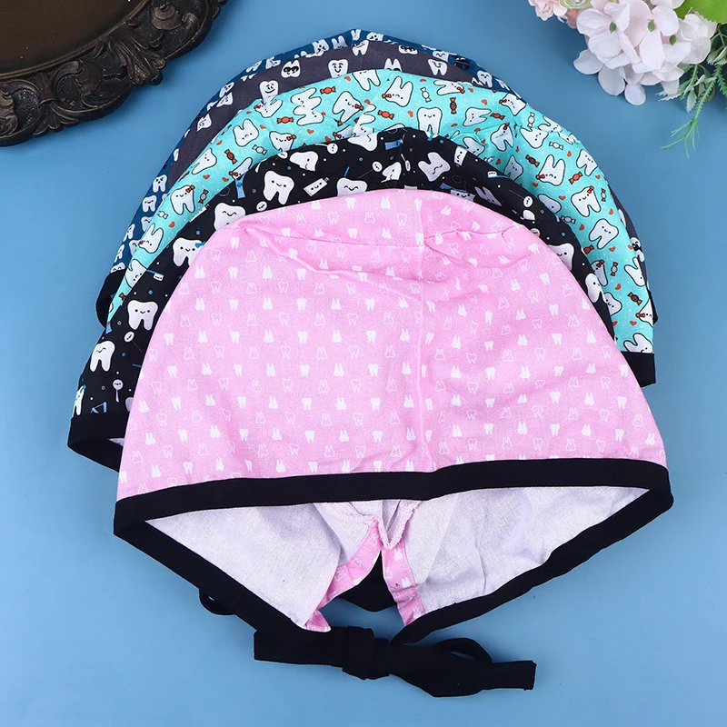 1 قطعة الكرتون طبيب غرفة العمليات نمط مطبوعة التمريض غطاء رأس مختبر فرك الحيوانات الأليفة مستشفى الجراحية قبعة للجنسين طبيب الأسنان فرك قبعة #5