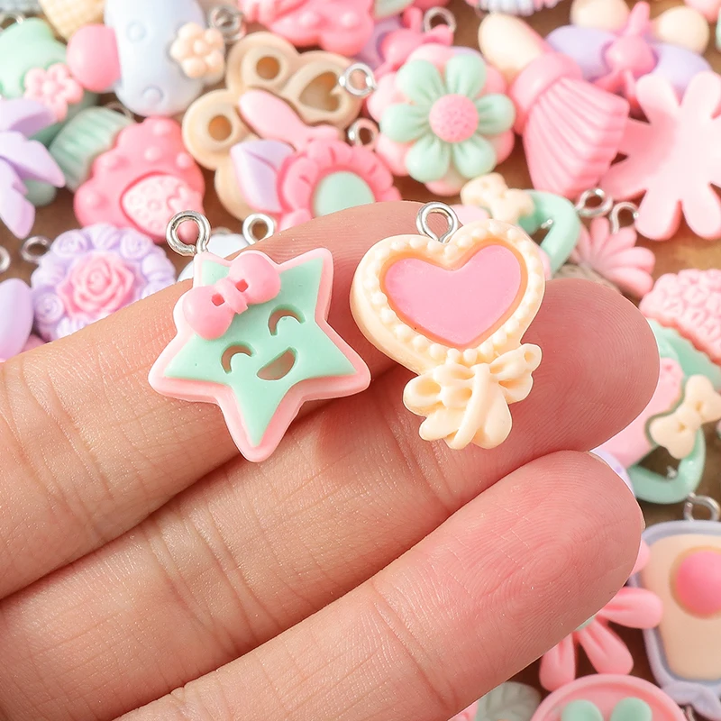 15 teile/los Mix Nette Harz Blume Charms für Die Herstellung Von Ohrringen Halskette Anhänger DIY Handgemachte kinder Schmuck Zubehör Erkenntnisse – Detail 39