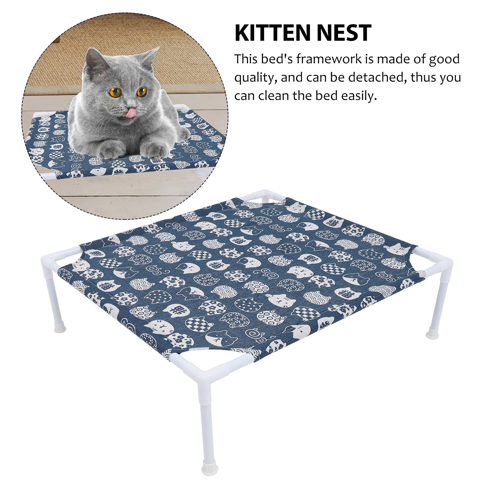 

Cat Bed Hammock Tent Plastic Legs for Cats Small Pets Comfortable Detachable Nest Kitten Sleeping Area Polyester Material R om