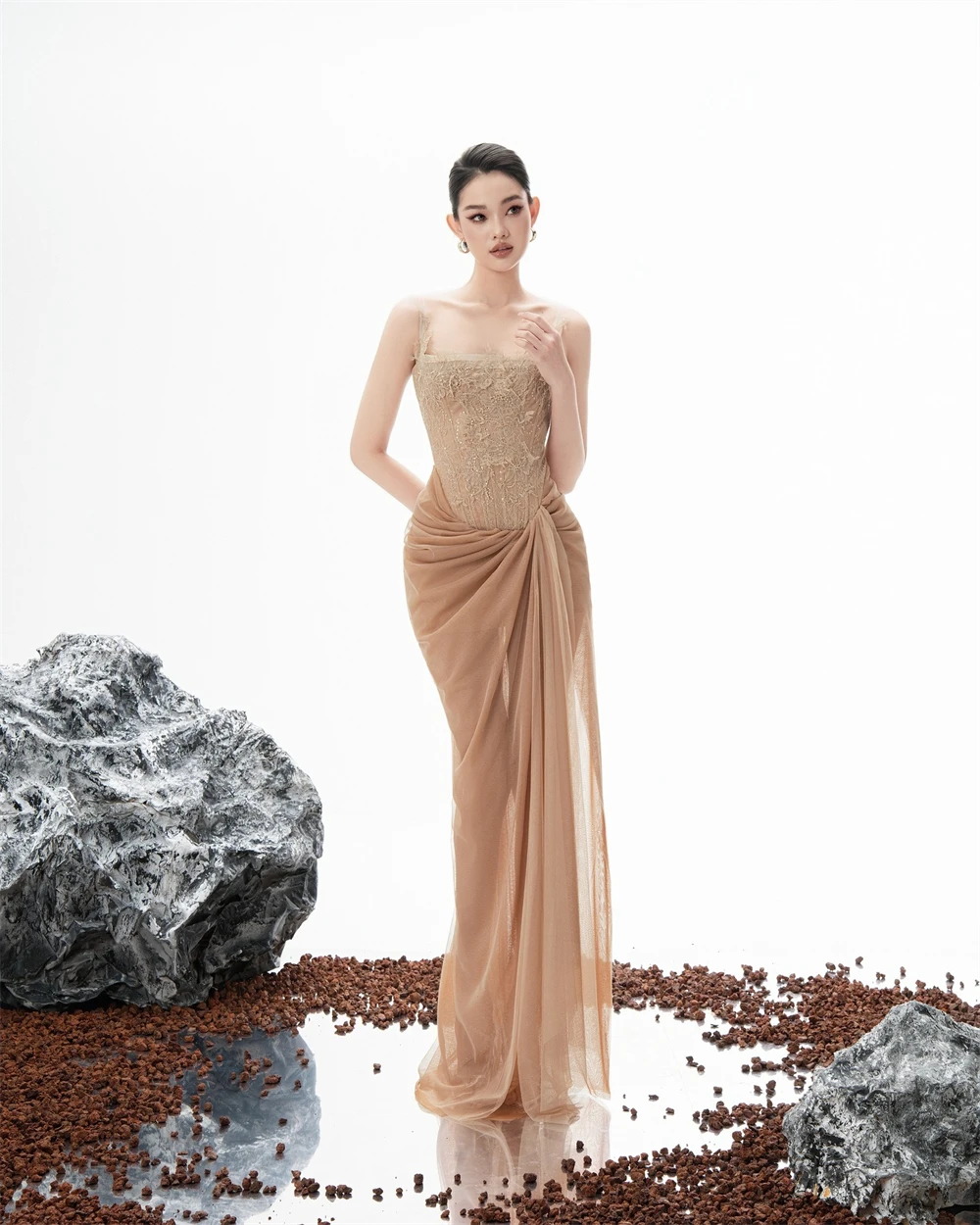 

Изысканное вечернее платье из тюля по индивидуальному заказу, высокое качество, платья для выпускного вечера без рукавов с квадратным воротником, современные платья для особых случаев