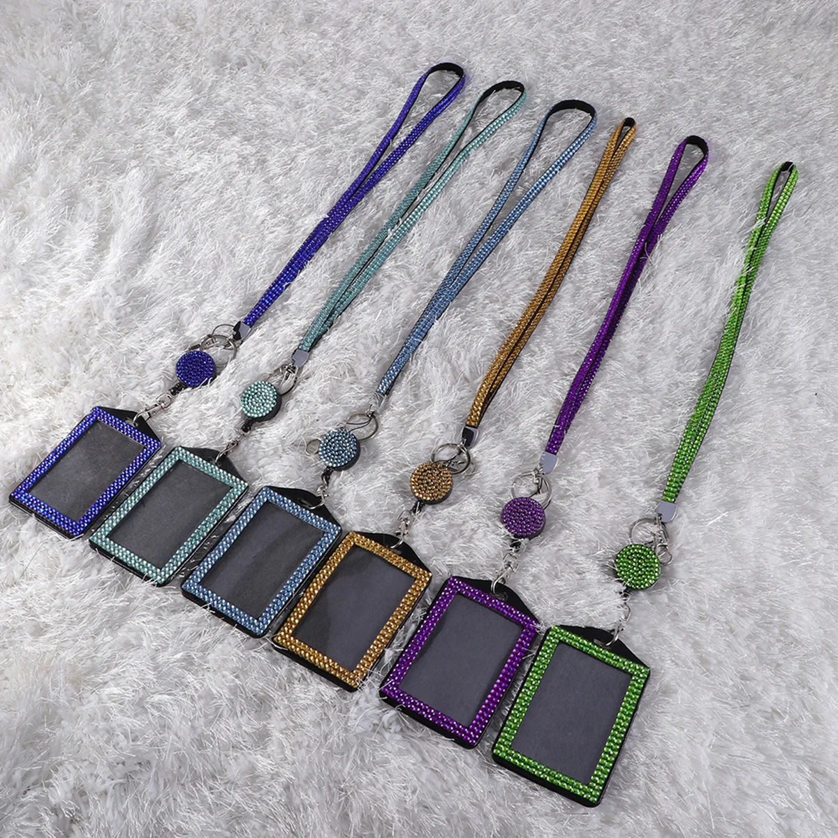 

Badge Holder Yellow Crystal Rhinestone Lanyard Necklace Business Id Key Case Travel Badge Credit Holder Phone Chain