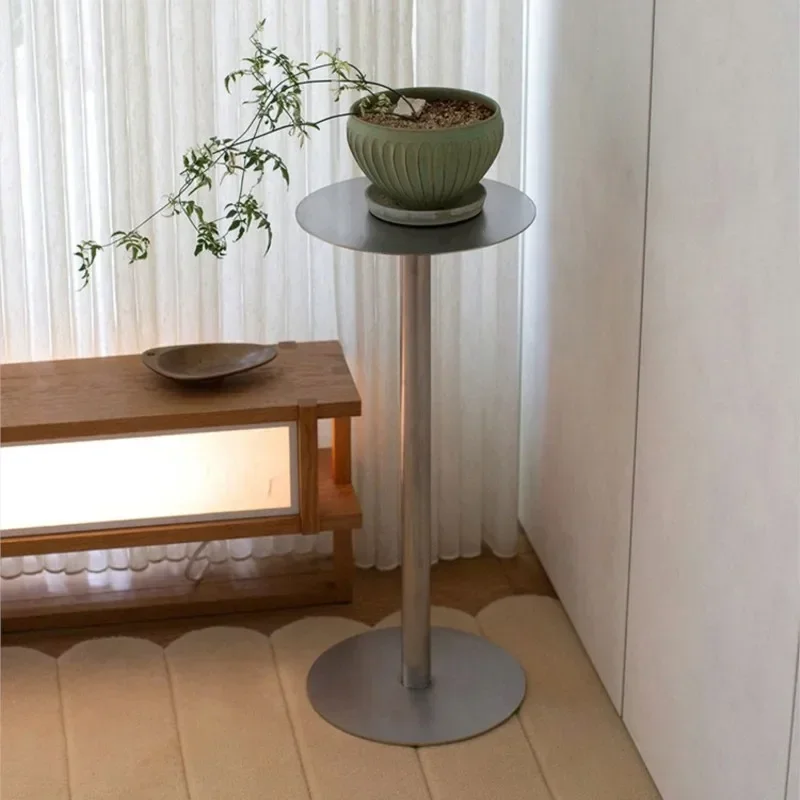 MOMO Industrial Style Stainless Steel Small Round Table Shop Snack Dessert Milk Tea Shop Table Commercial Cafe
