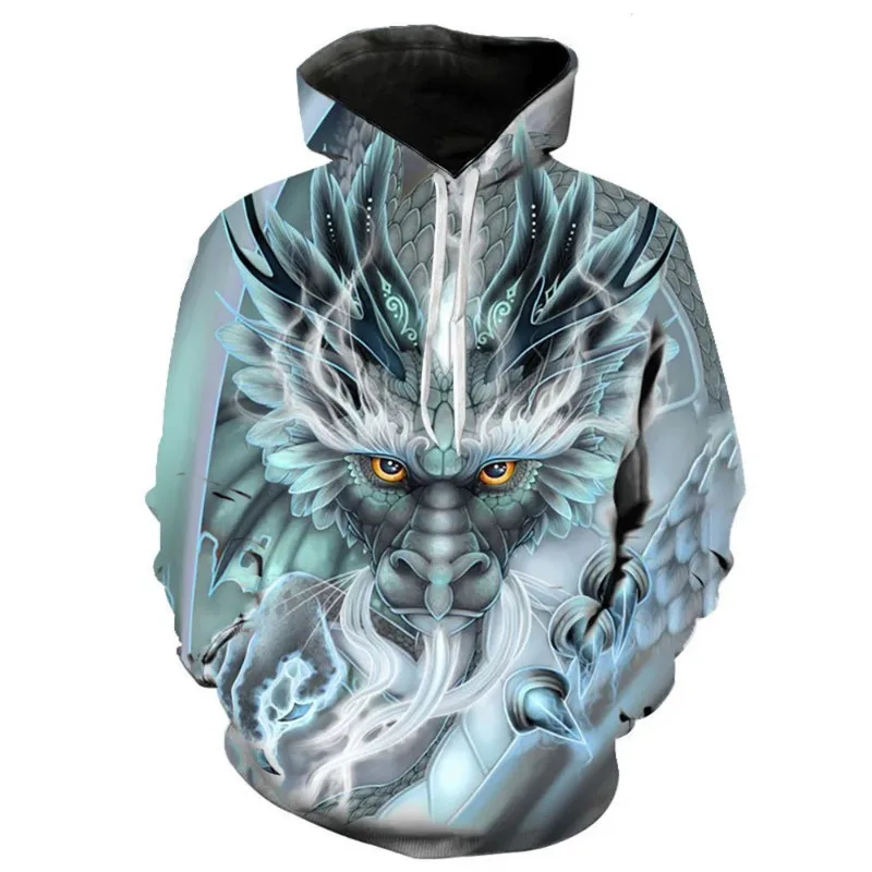 

2025 Chinese Loong 3D Printed Men's and Women's Loose Hoodies Casual Oversize Fashionable Street Fashion Trend Sweatshirt