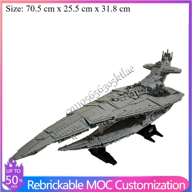 

2559 деталей MOC: Большая научно-фантастическая модель межзвездного боевого крейсера. Коллекционная модель для сборки. Развивающий DIY-набор для детей. Рождественский подарок.