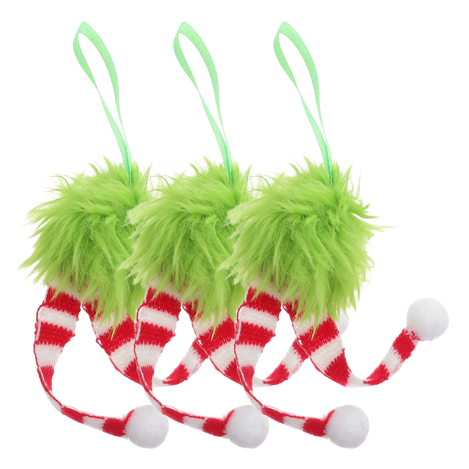 

Green Haired Monster Pom Pendant Christmas Tree Long Ball Hanging Ornament Pompom
