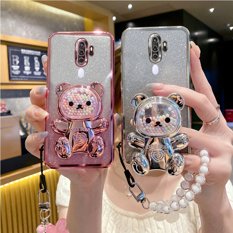 A 9 A 5 Flower Strap Bear Phone Holder Case On For Oppo A9 A5 2020 A11x OppoA92020 OppoA52020 OppoA11X Stand Cover