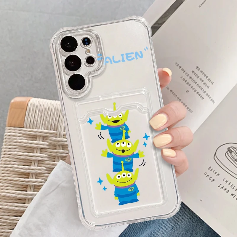 Alien Toy Story Disney For Samsung S24 S23 S22 S21 S20 Ultra FE Plus A55 A53 5G Photo Card Bag Transparent Back Phone Case