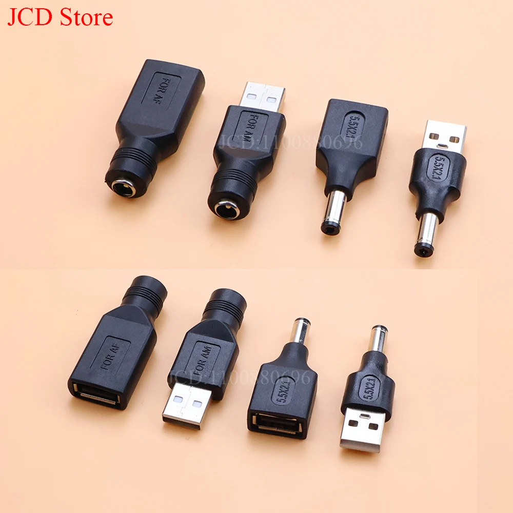 2PCS DC Female power Jack 5.5*2.1/2.5mm To USB 2.0 Male mirco type c Plug Female Jack 5V Connector converter Adapter for Laptop