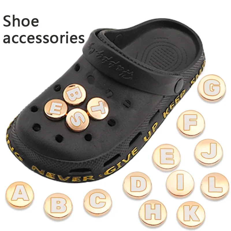 

1 PCS Shoe Charms Shoe Decoration Alphabet Characters Gold A-Z Letter for Clog Sandals Shoes Pins for Boy Girl Men Women