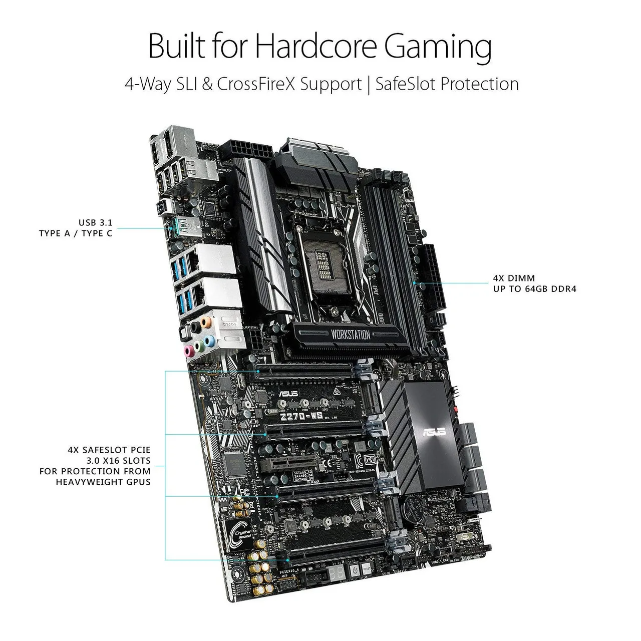 ASUS Z170-WS Workstation Moederbord Intel Z170 LGA 1151 DDR4 64G M.2 HDMI 2.0 ATX ondersteuning i3-6300 i7-6700 7400 7600 cpu