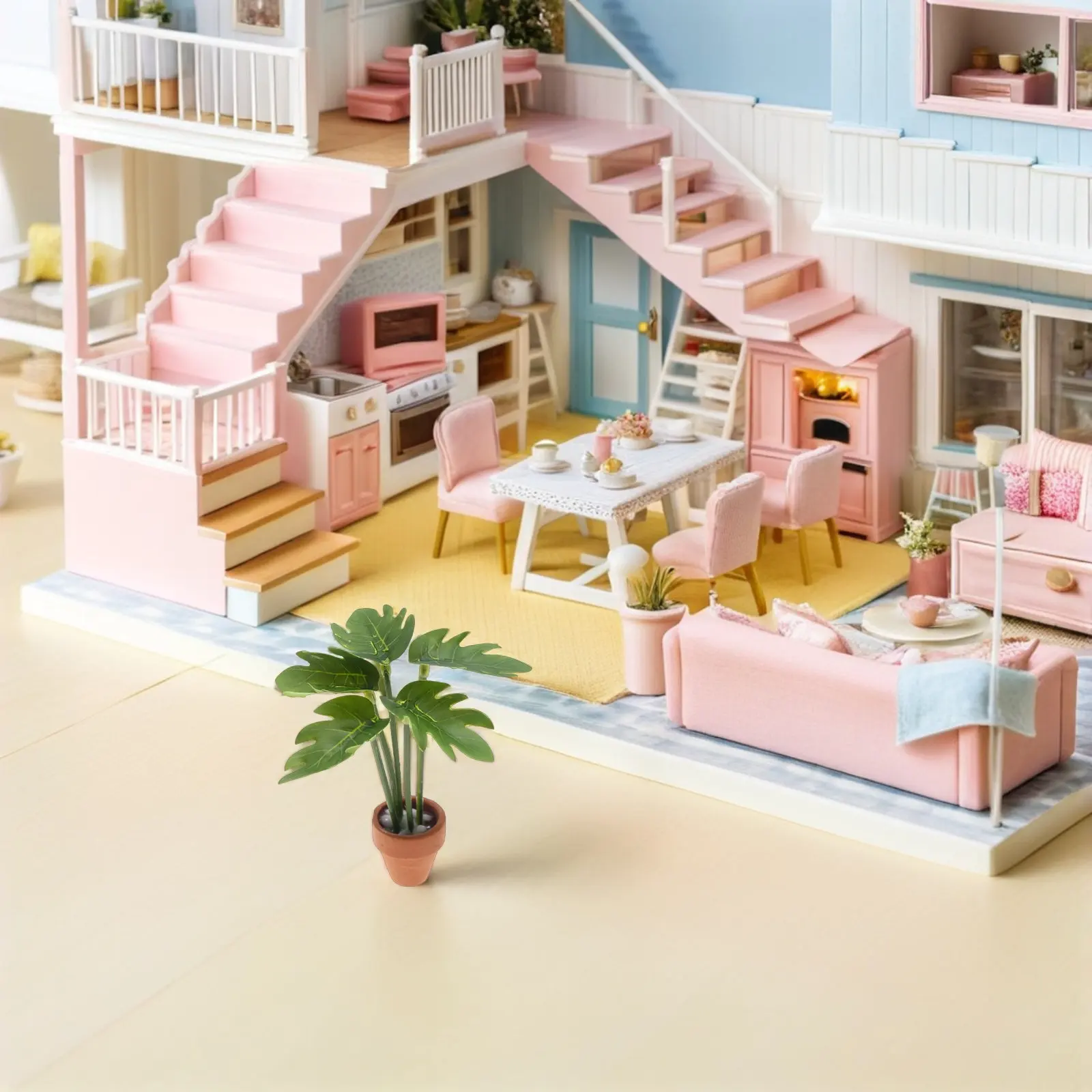 

4Pcs Mini Potted Green Plants Realistic Faux Bonsai Simulation for Dollhouse Living Room Bedroom Scene Decoration Accessories