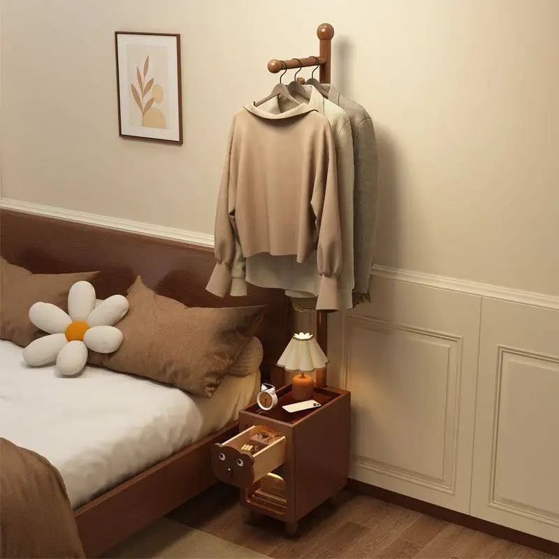 Solid wood coat rack household multi-functional integrated hanger