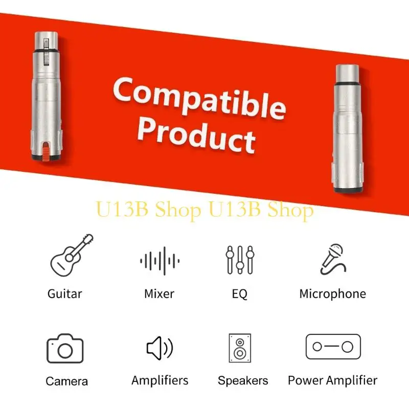 U13B Balanced 3Pin XLR Female To 1/4inch TRS Female Sound Converters For Clear Balance