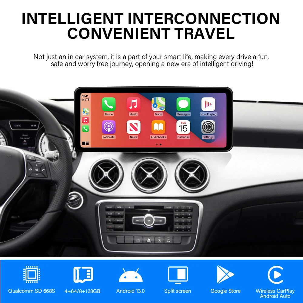 شاشة سيارة أندرويد للوسائط المتعددة لبنز NGT 4.5 درجة E بابين W207 Carplay شاشة عرض راديو الملاحة التلقائية أندرويد