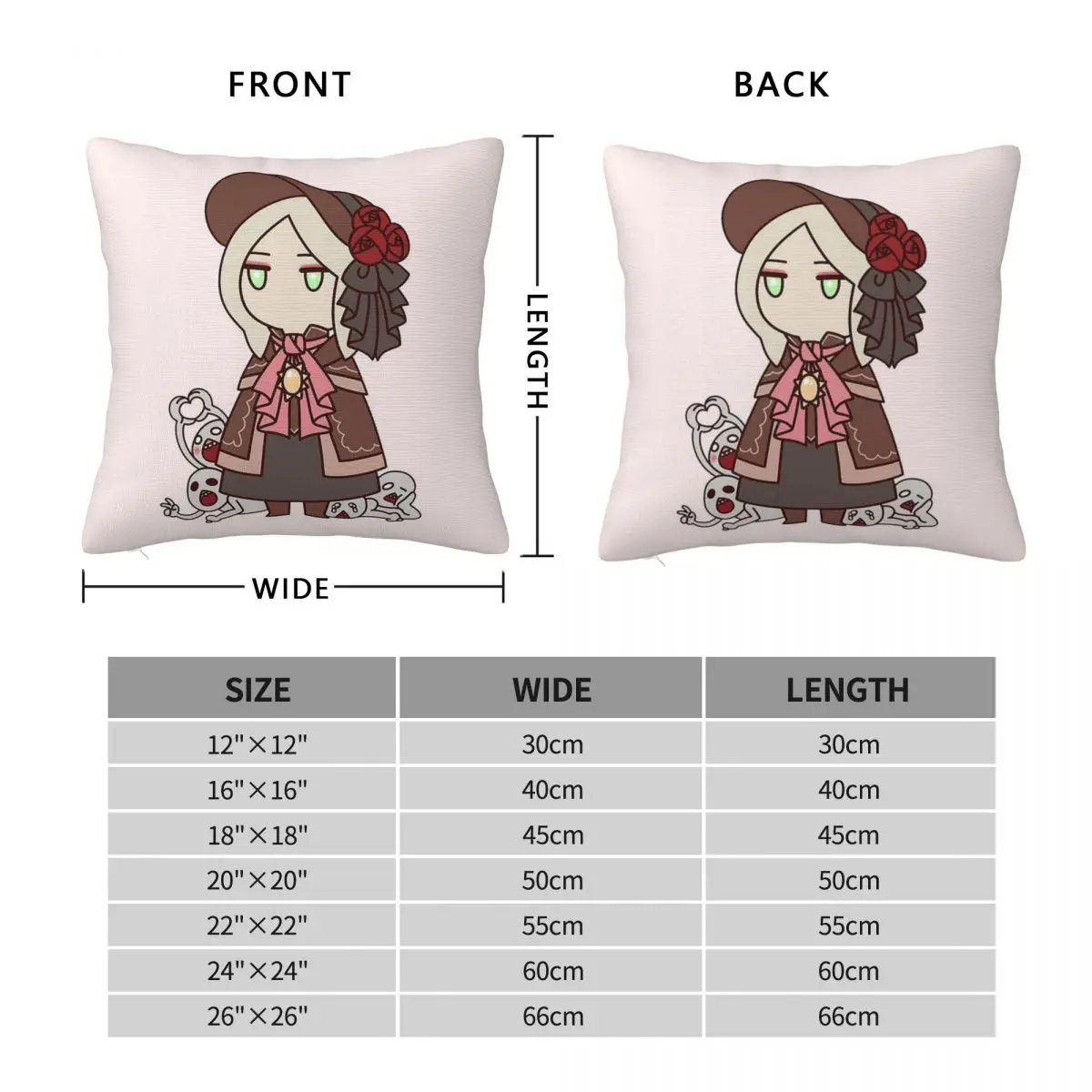 Bloodborne Plain Doll Square Pillowcase Polyester Linen Velvet Creative Zip Decorative Home Cushion Cover Wholesale 45x45