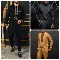 Dashiki Afrikanische Kleidung Für Männer Casual Grün Geometrische Drucken Anzug Langarm Hemd Hosen Afrikanische Anzug Für Männer Set 2 stück