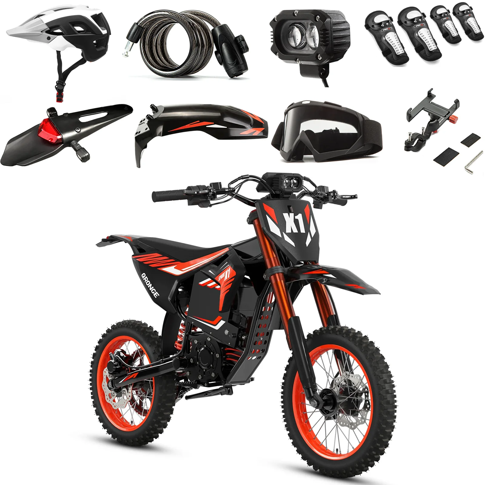 QRONGE X1 Spark Electric Dirt Bike 4500W Peak&Up to 60 Miles 50MPH 60V 28.8Ah Battery E-Bike 14"/12" Fat Tire Electric Motorcycle for Mountain Off-Road Teens Adults + 1 Year Warranty image 4