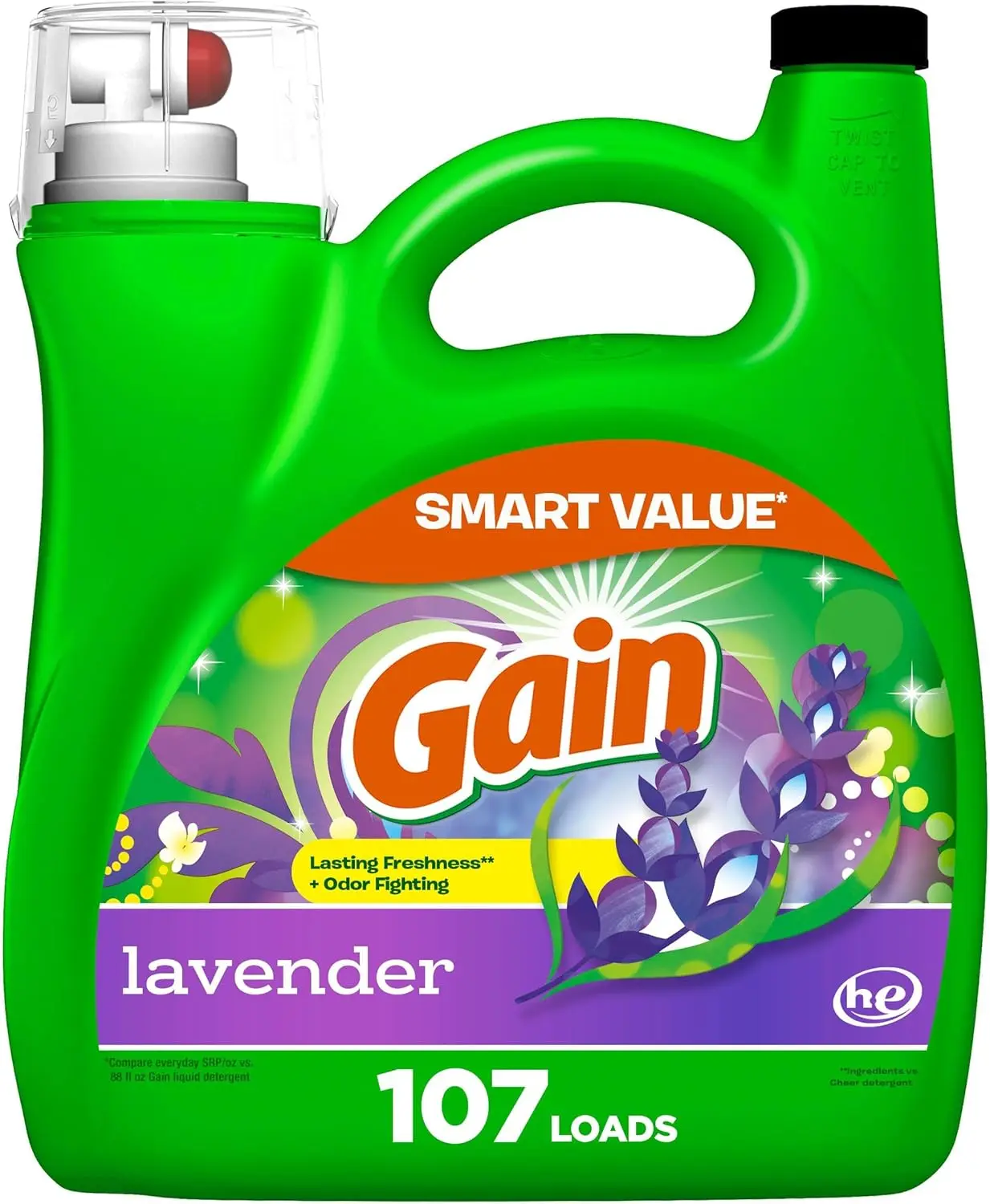 

Liquid Laundry Detergent, Lavender Scent, 154 fl oz, 107 Loads, HE Compatible