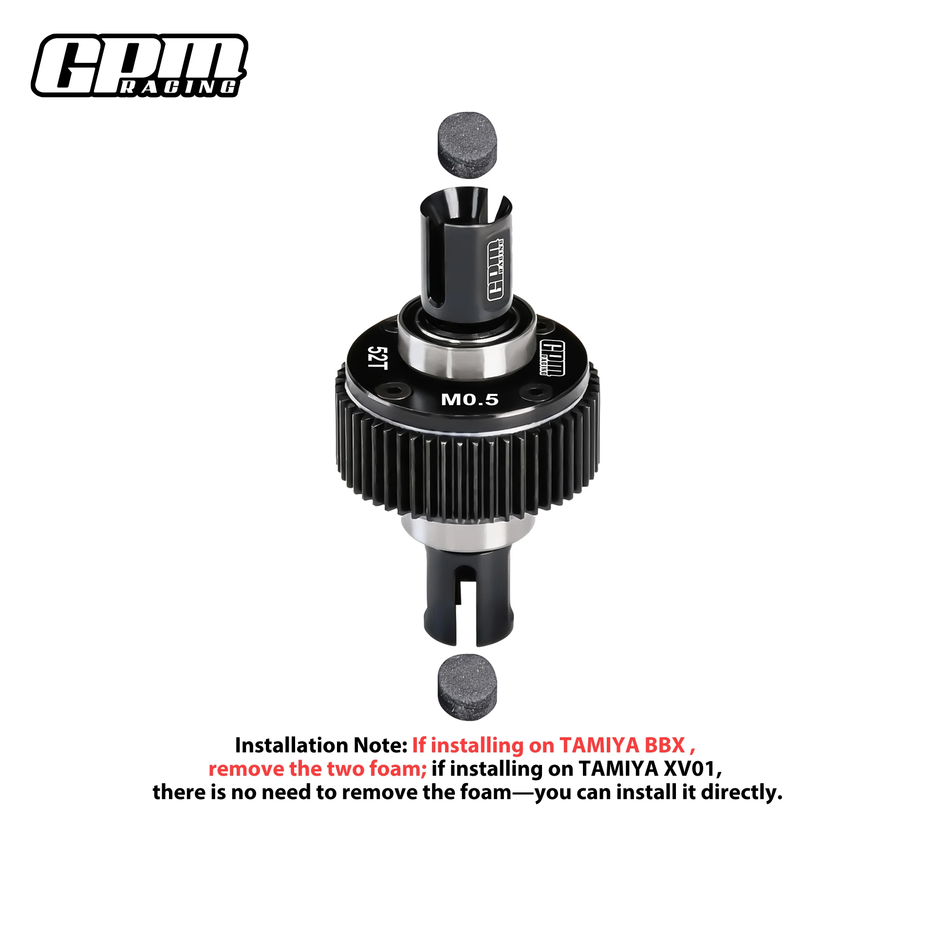 GPM 40Cr Steel 52T Rear Complete Differential For TAMIYA 1/10 BBX BB-01 / XV01 / TA-06 / M-07 / M-08 / FF-03 / TD4 / TD2