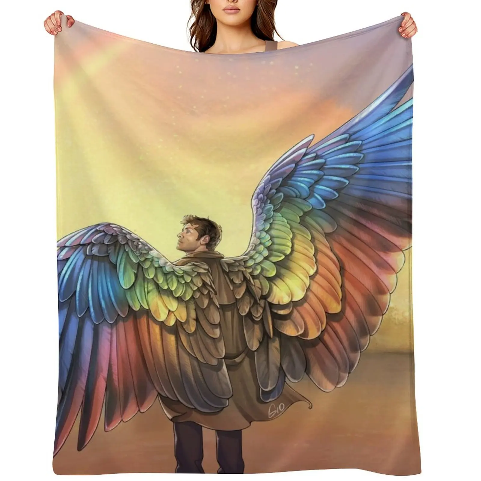 

Rainbow Angel Throw Blanket Luxury Sofa warm for winter valentine gift ideas Blankets